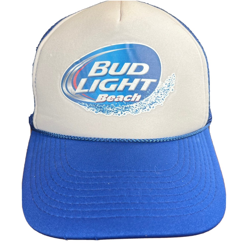 Bud Light Cap Hat Beach Trucker Hat Adjustable Snap Back Foam Mesh Beer